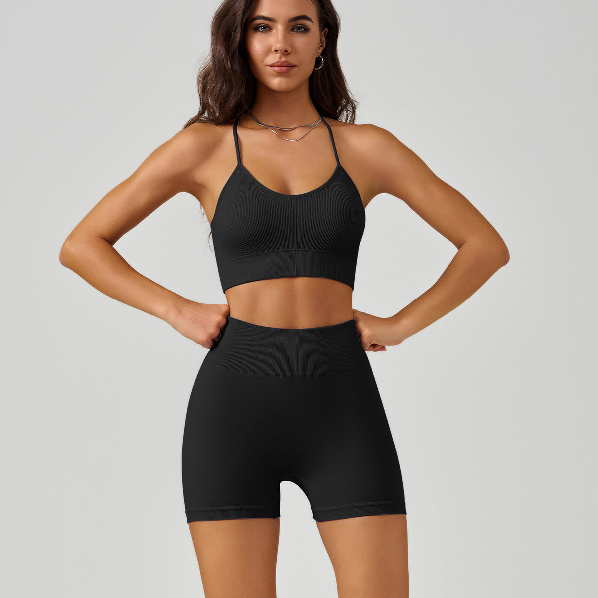 Cross-Back Yoga Sports Bra High-Waisted Tummy Control Peach Butt Yoga Tank Top Set – Premium 4 | RICALOUX