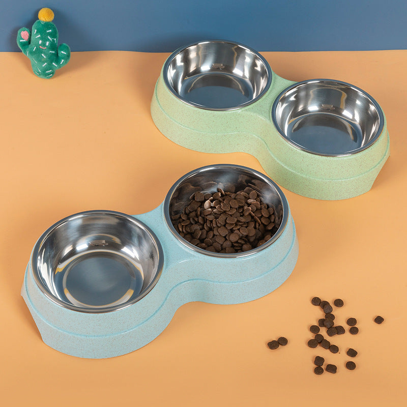 Double Pet Bowls Dog Food Water Feeder Stainless Steel Pet Drinking Dish Feeder Cat Puppy Feeding Supplies Small Dog Accessories by Ricaloux