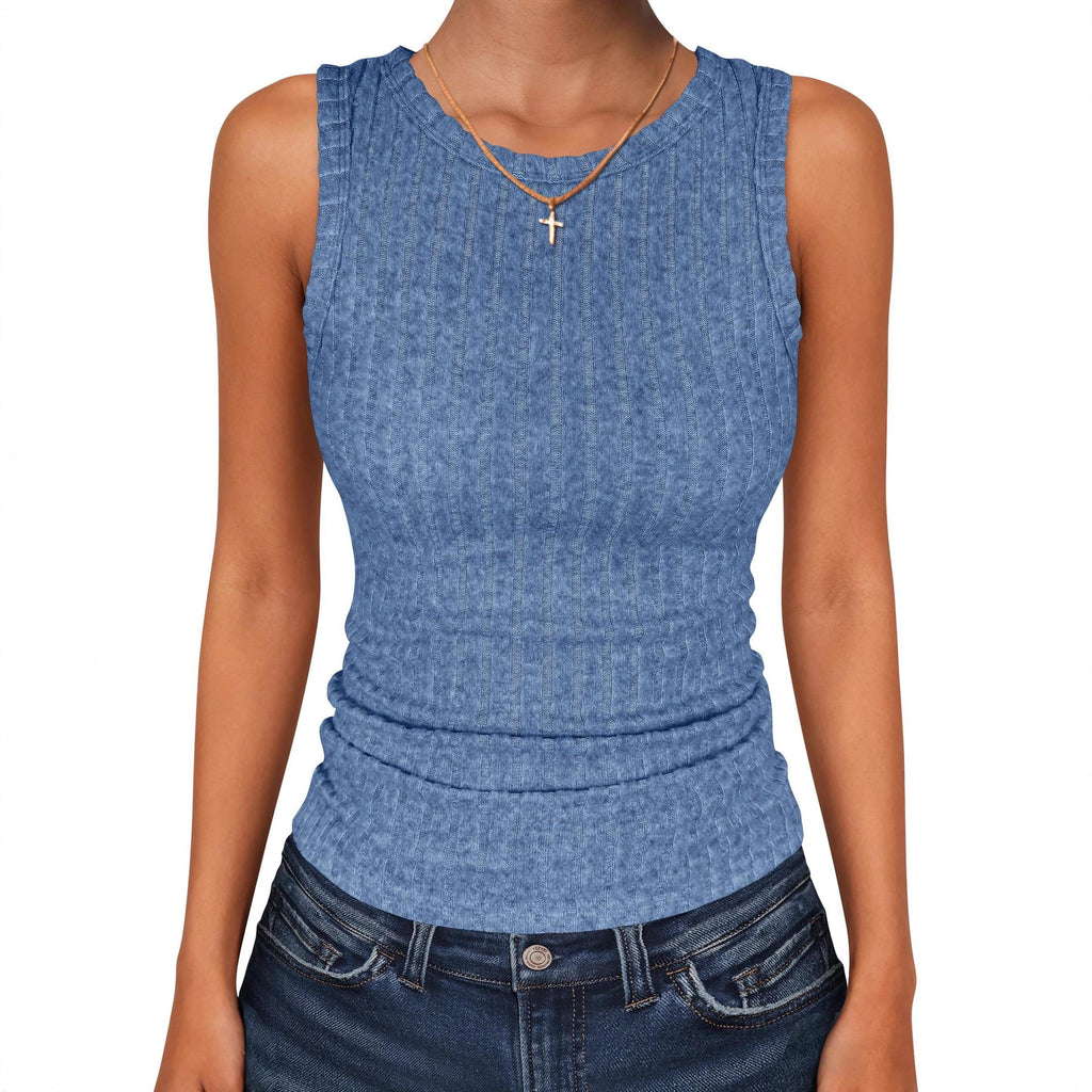 Womens Round-Neck Casual Sleeveless Solid-Color Knitted Vest – Premium 0 | RICALOUX