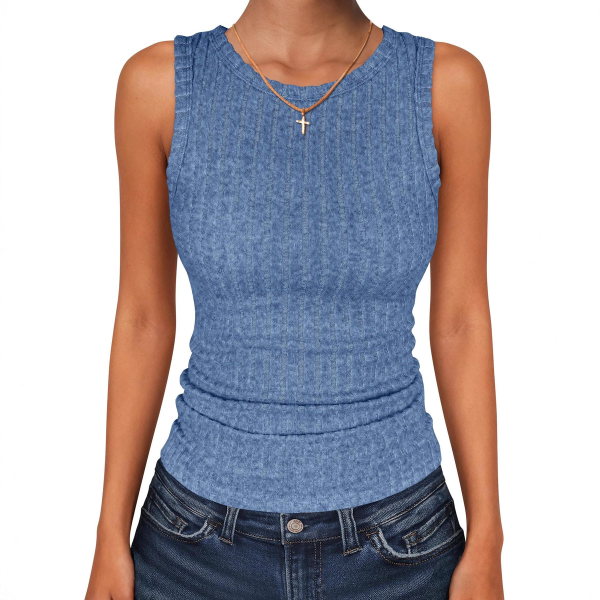 Womens Round-Neck Casual Sleeveless Solid-Color Knitted Vest – Premium 0 | RICALOUX