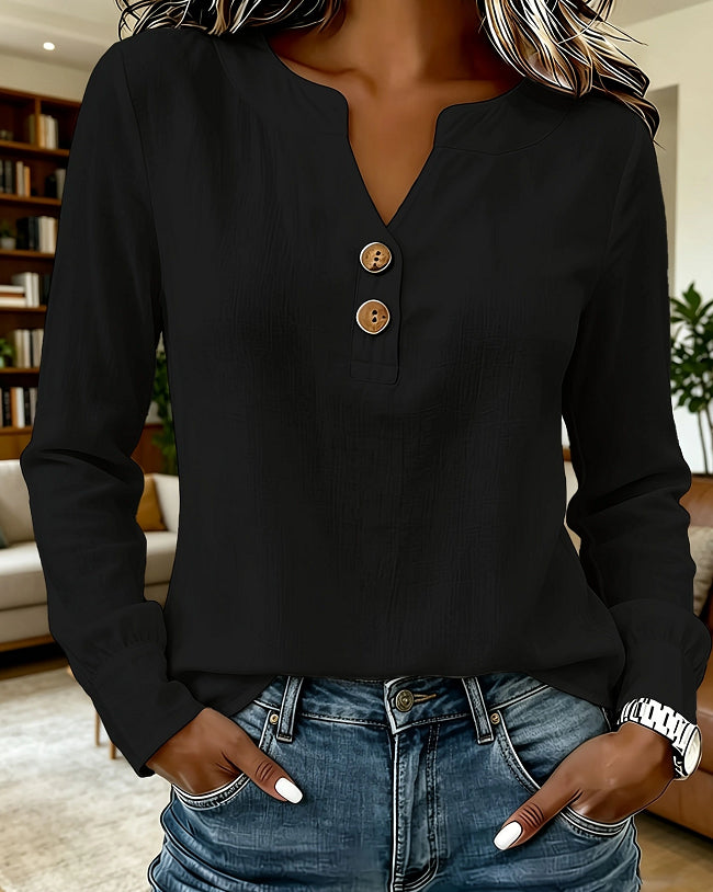 V-neck Buttoned Women's Blouse – Premium 0 | RICALOUX