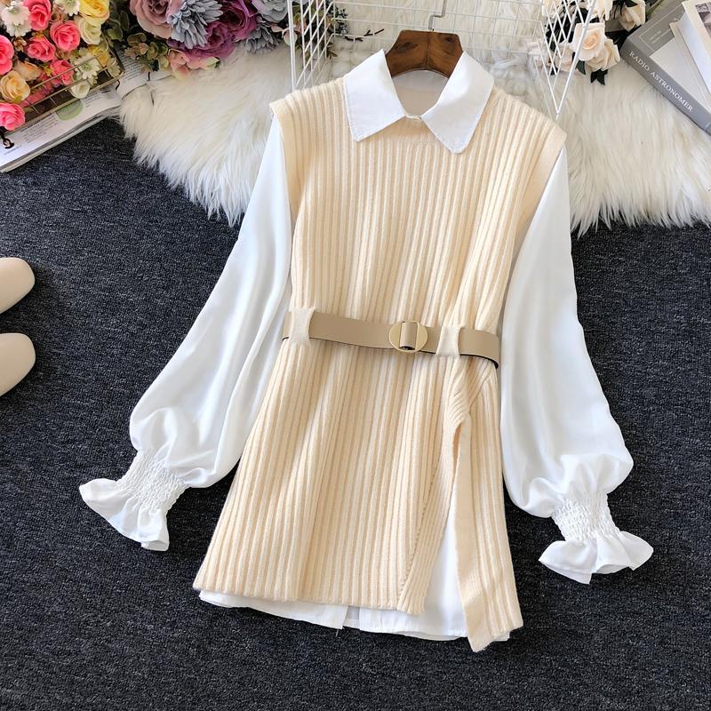 Shirt Knitted Two-piece Vest Set Fan High Quality Casual Fashion - RICALOUX