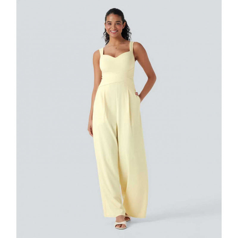 Womens Sleeveless Figure-flattering Wide-leg Jumpsuit – Premium 0 | RICALOUX