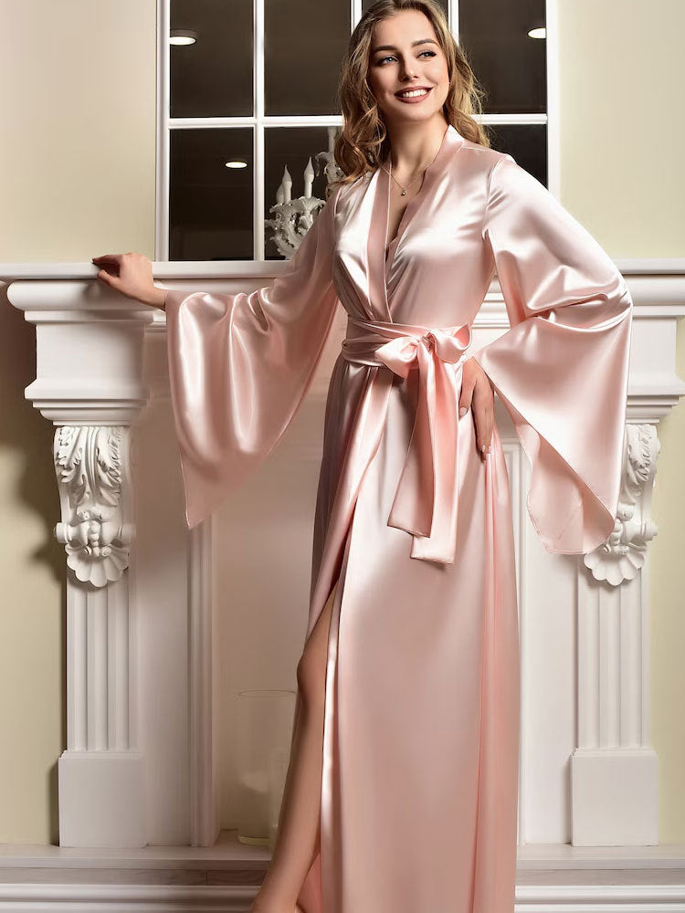 Womens Long Bathrobe With Large Cuffs by Ricaloux