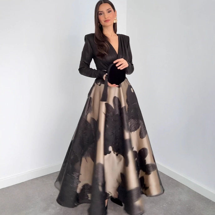 Fashionable Waist-cinching Womens Long-sleeve Skirt Two-piece Set by Ricaloux