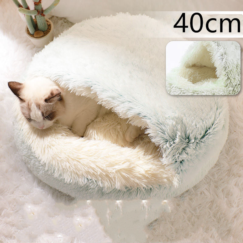 2 In 1 Dog And Cat Bed Pet Winter Bed Round Plush Warm Bed House Soft Long Plush Pets Bed Pet Products by Ricaloux