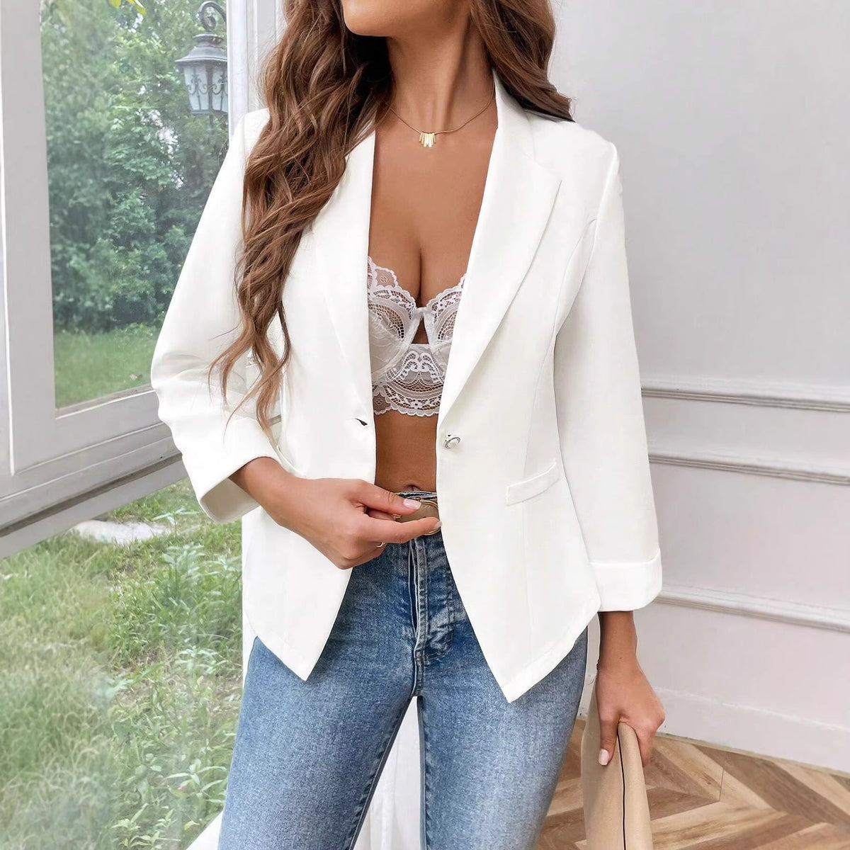 Elegant One-button Womens Blazer Casual Jacket – Premium 0 | RICALOUX