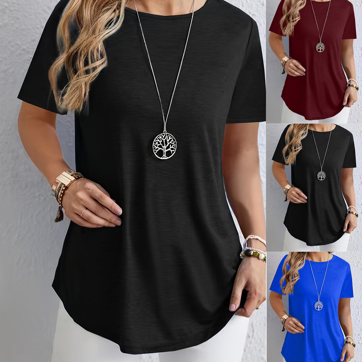 Solid-color T-shirt With Elegant Back-button Detailing – Premium 0 | RICALOUX