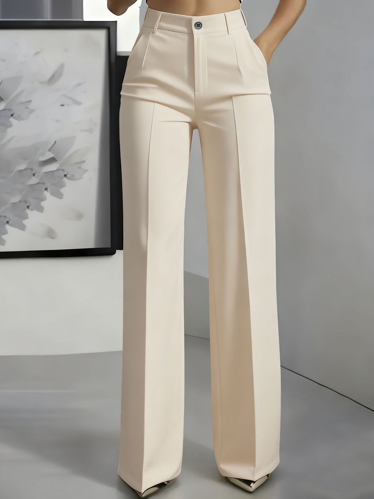 High-waisted Draping Straight-leg Minimalist Suit Trousers by Ricaloux