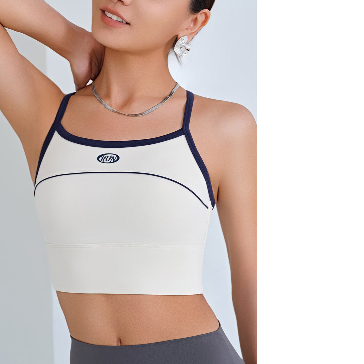 Color-blocked Sports Bra With Integrated Cups, Shockproof, Anti-exposure, Outerwear Style, Racerback Design, Thin Shoulder Straps, Yoga Bra – Premium 4 | RICALOUX