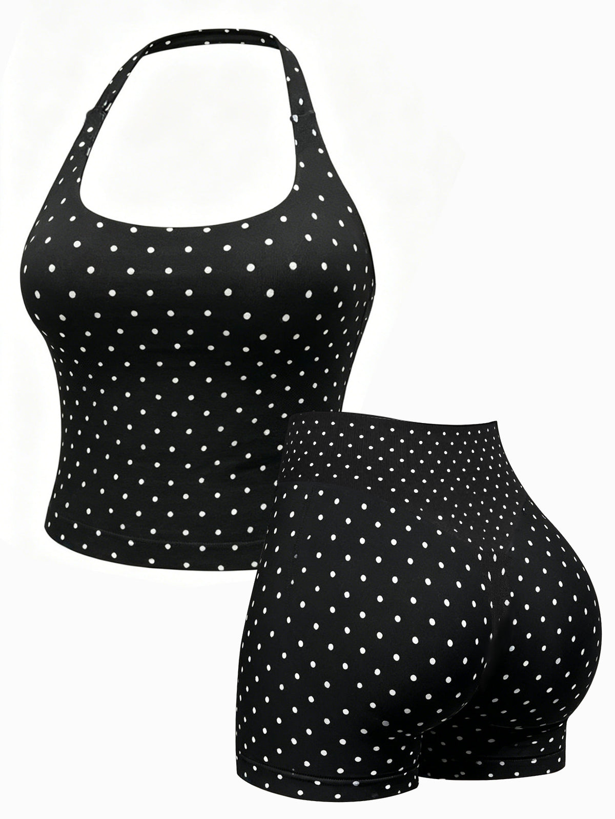 New Halter-Neck Seamless Yoga Backless Camisole And High-Waisted Workout Set by Ricaloux