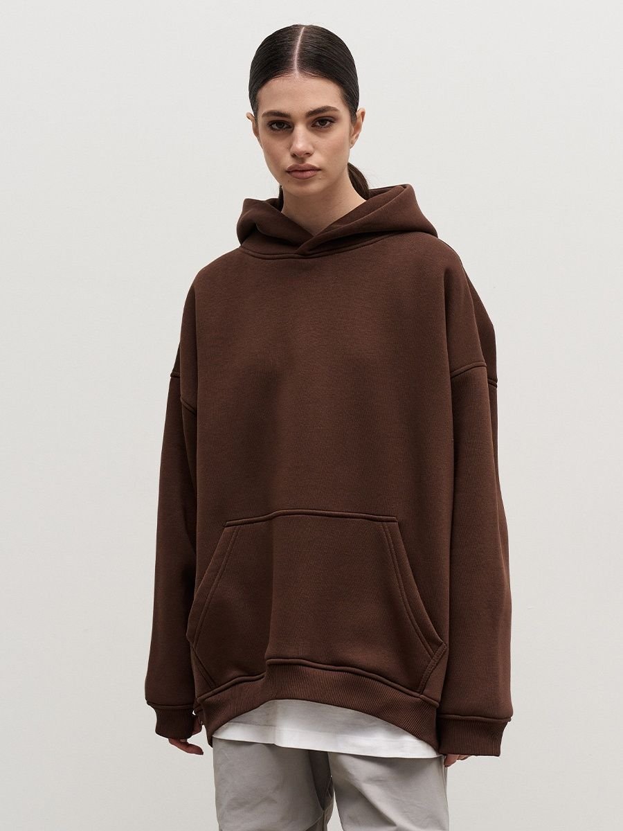 Street Boyfriend Style Polar Fleece Loose Pockets Hooded Sweater - RICALOUX