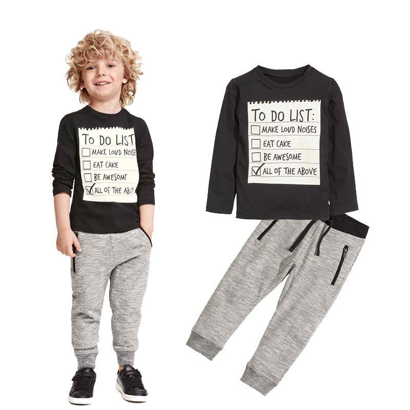 Kids Boys Clothing Set Baby Boy Casual Clothes Spring Autumn Ccotton Long Sleeves T-shirt Pants 2pcs Suit For 3-7 Years - RICALOUX