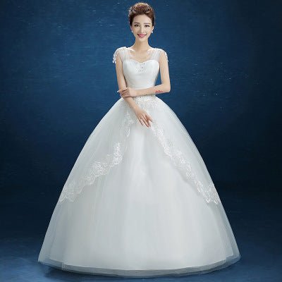 Summer New Wedding Dress, Korean Simple Shoulder Uniform Show Thin Bride Married One Word Shoulder Dress - RICALOUX