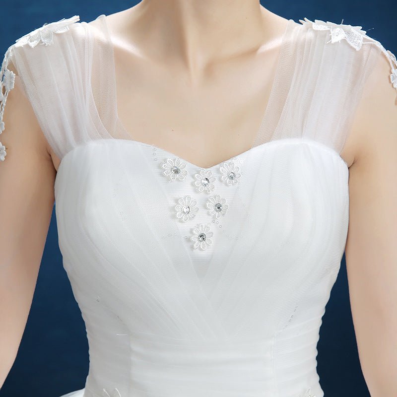 Summer New Wedding Dress, Korean Simple Shoulder Uniform Show Thin Bride Married One Word Shoulder Dress - RICALOUX