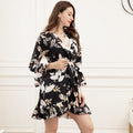 Women's Cinched Waist Slim-fit Long Sleeve Mini Dress - RICALOUX