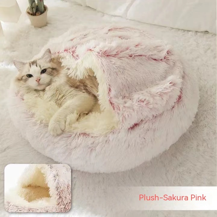 2 In 1 Dog And Cat Bed Pet Winter Bed Round Plush Warm Bed House Soft Long Plush Pets Bed Pet Products by Ricaloux