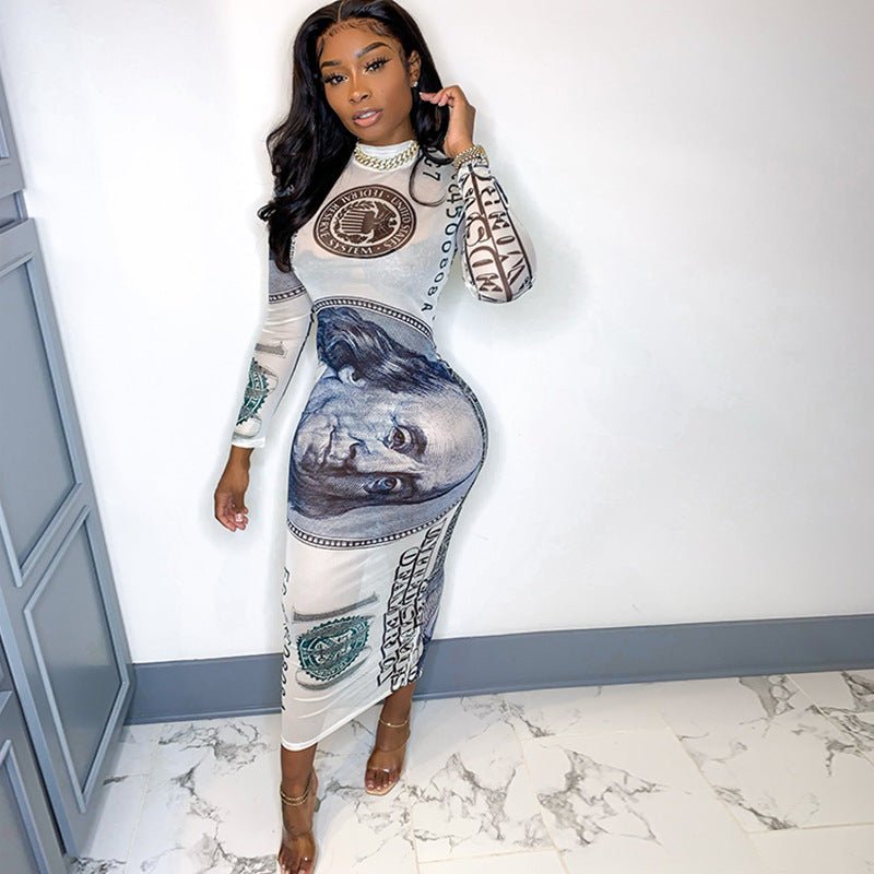 See-through long-sleeved one-piece dress - RICALOUX