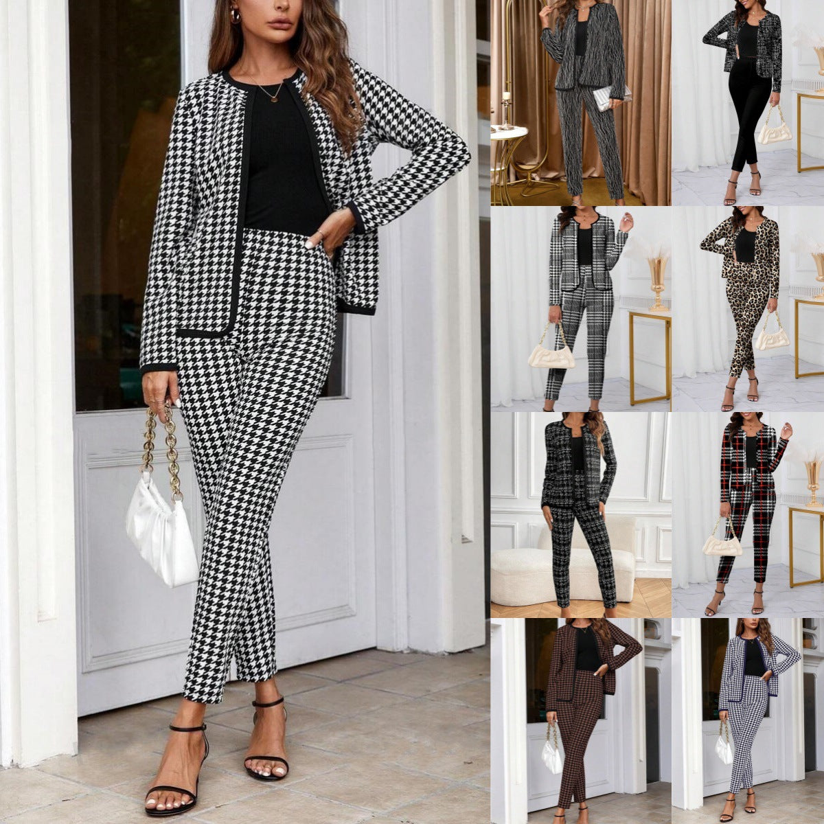 Womens Coat Cardigan And Leggings Two-piece Set by Ricaloux