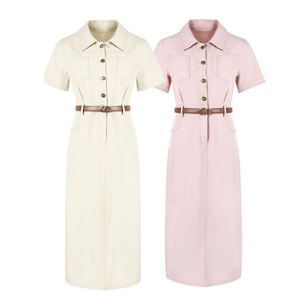 Womens Single-breasted Mid-length Casual Dress by Ricaloux