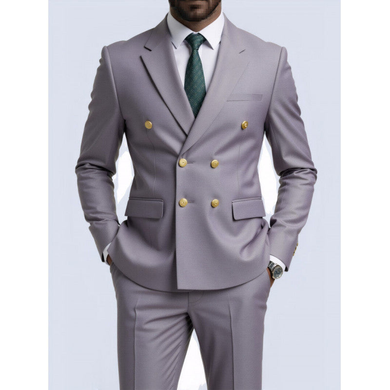 Mens Double-Breasted Fashionable Casual Blazer by Ricaloux
