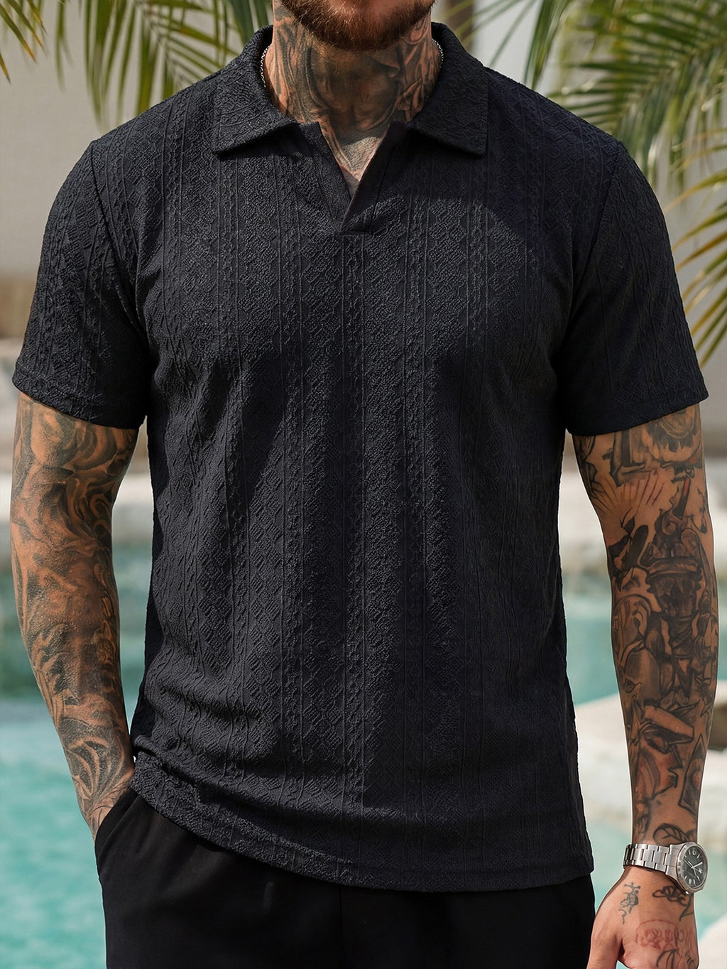 Summer New Arrival Mens Jacquard Polo Shirt by Ricaloux