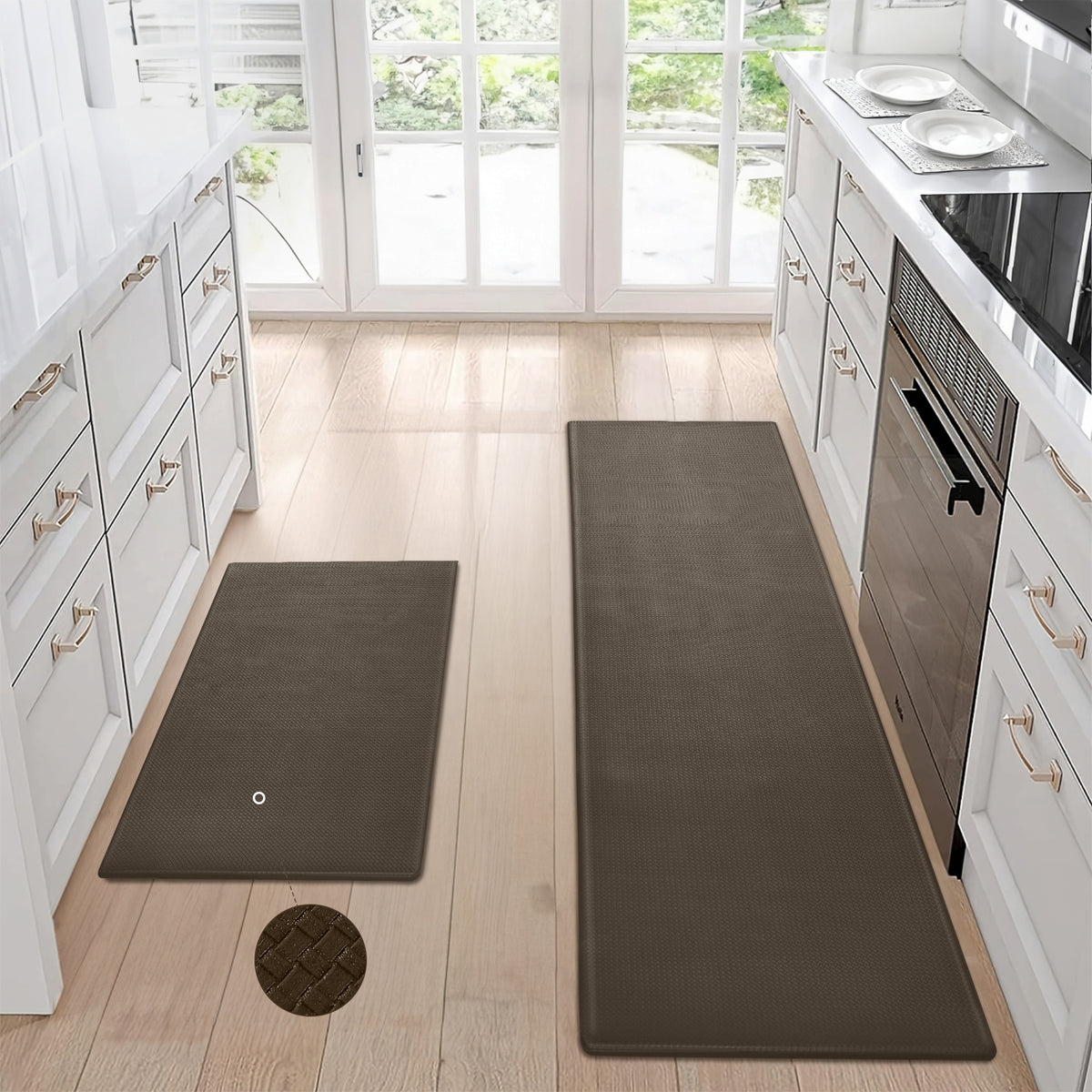 Kitchen Floor Mat Two-piece Set Of Non-slip, Waterproof And Easy To Scrub For Home, Kitchen - RICALOUX