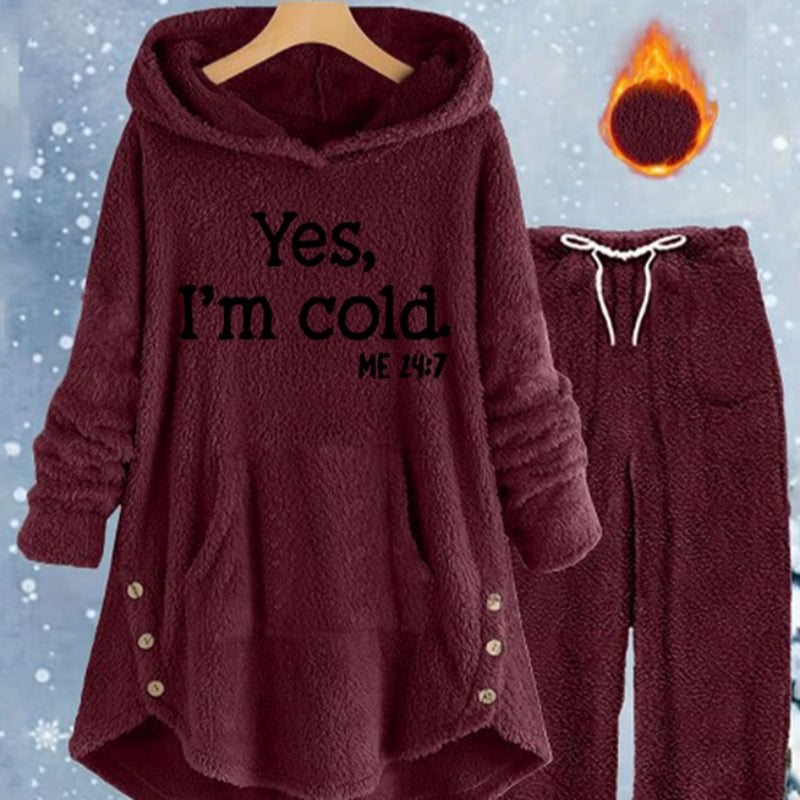 Solid-color Plush Hooded Long-sleeved Pants Set by Ricaloux
