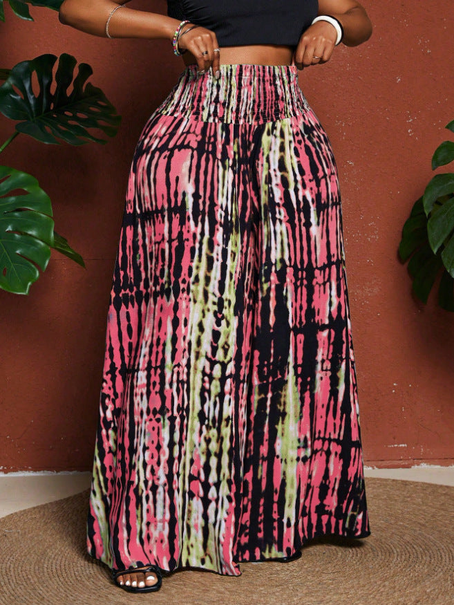 Plus-size Fashionable Printed Casual Pants For Women Outerwear Style With A Waistband by Ricaloux