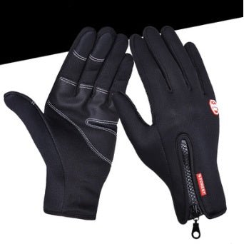 Outdoor Waterproof Gloves Touch Screen Windproof Riding Zipper Sports Winter Warm Fleece Mountaineering Gloves - RICALOUX