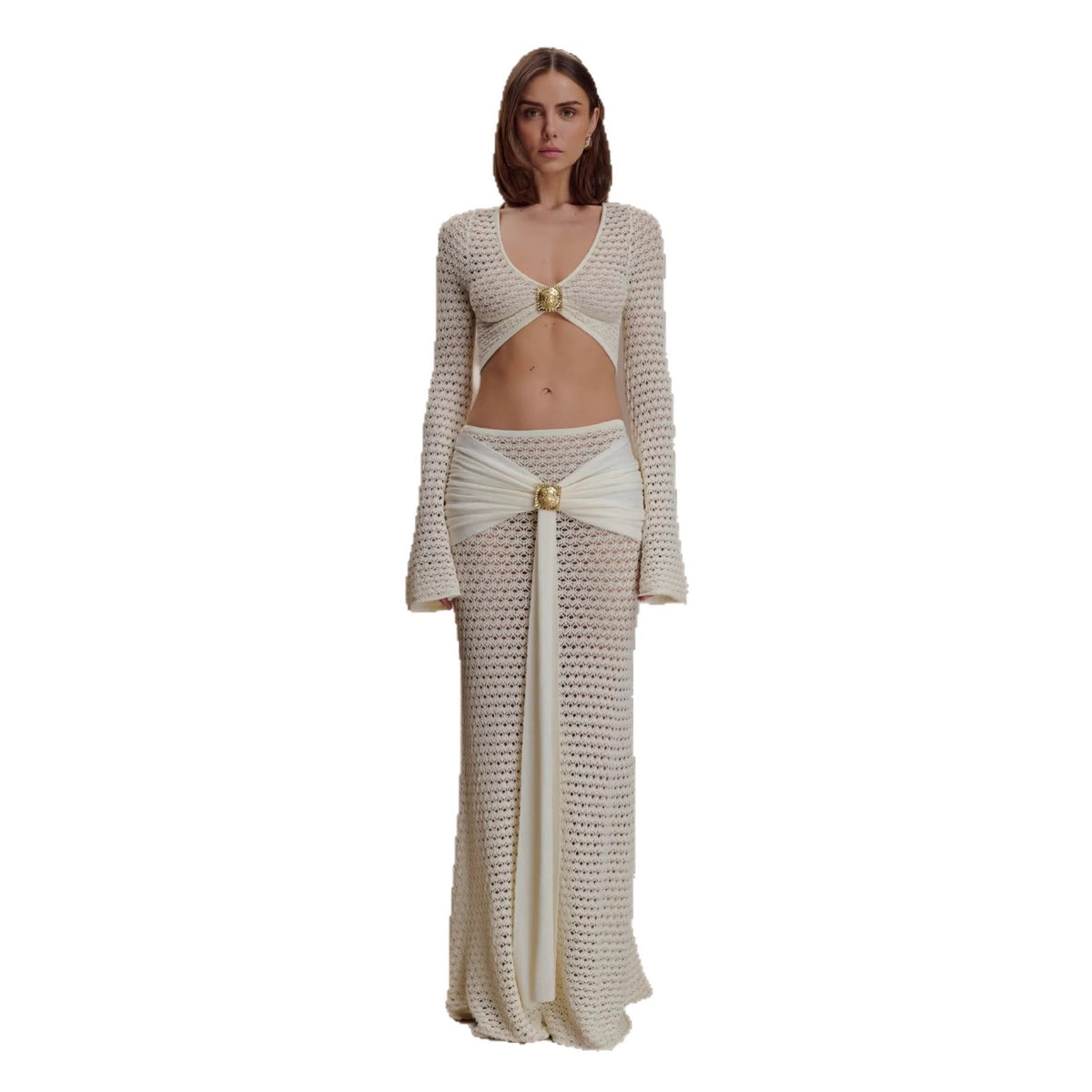 Womens Hollow-Out Solid-Color Resort-Style Set – Premium 0 | RICALOUX