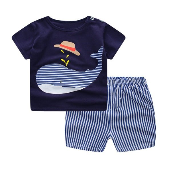 Cartoon Clothing Baby Boy Summer Clothes T-shirt Baby Girl Casual Clothing Sets - RICALOUX