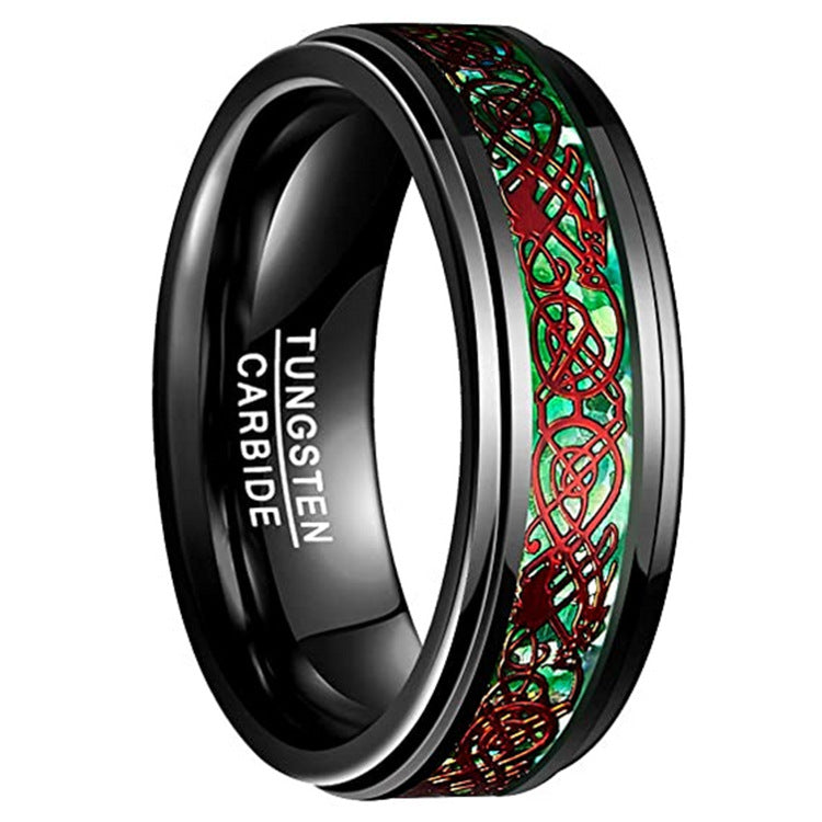 Tungsten Gold Men's 8mm Wide Jewelry Step Inlay by Ricaloux