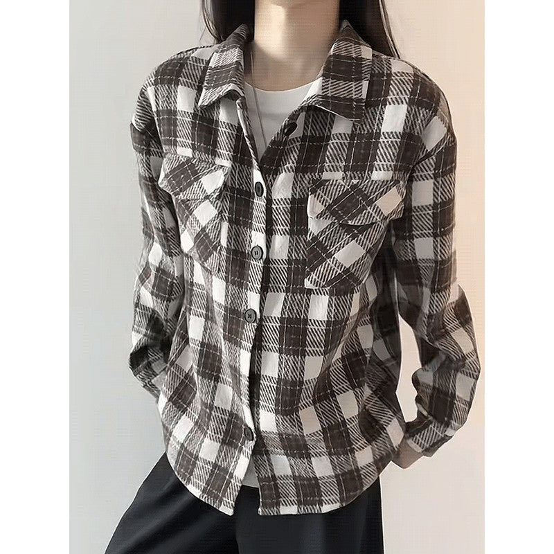 Sky Blue American Style Heavyweight Plaid Womens Shirt – Premium 0 | RICALOUX