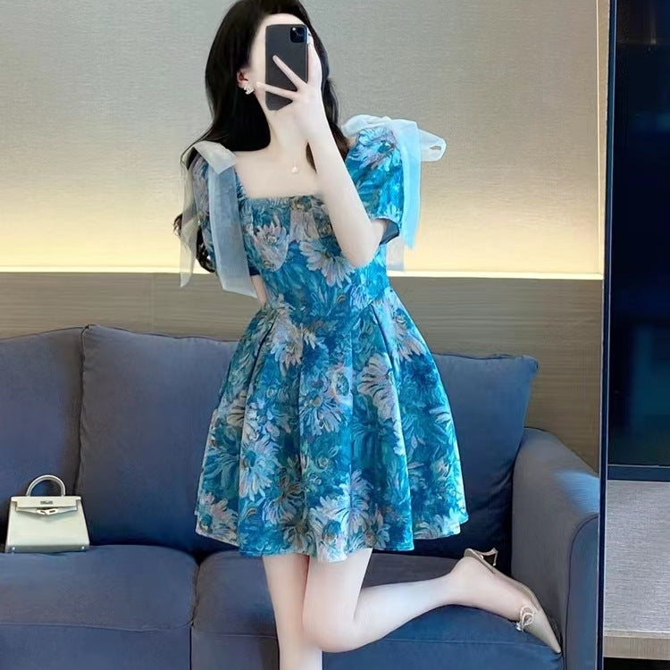 Retro High-end Niche-design Floral A-line Puff Skirt by Ricaloux
