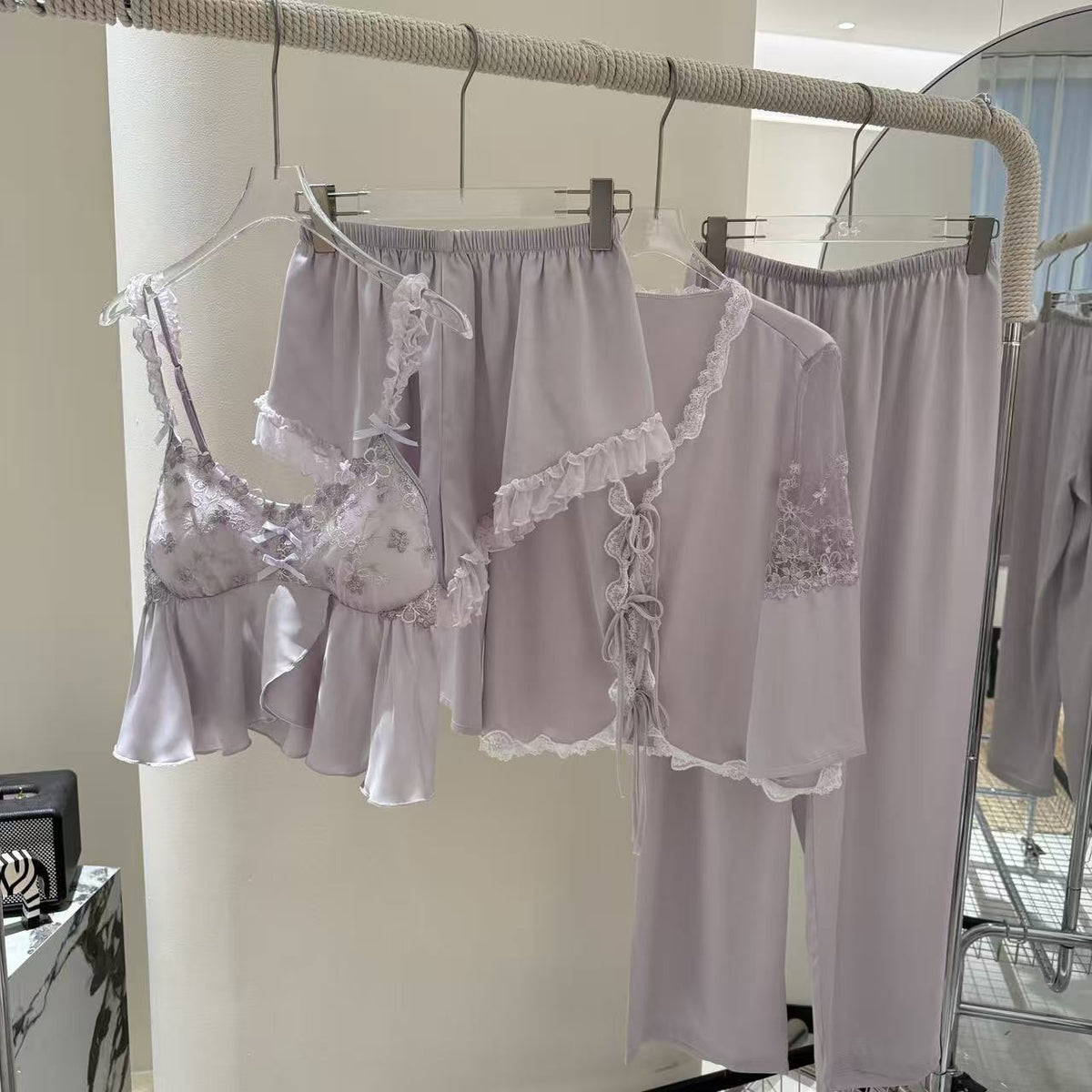 Strap Shorts, New-style Four-piece Pajama Set by Ricaloux