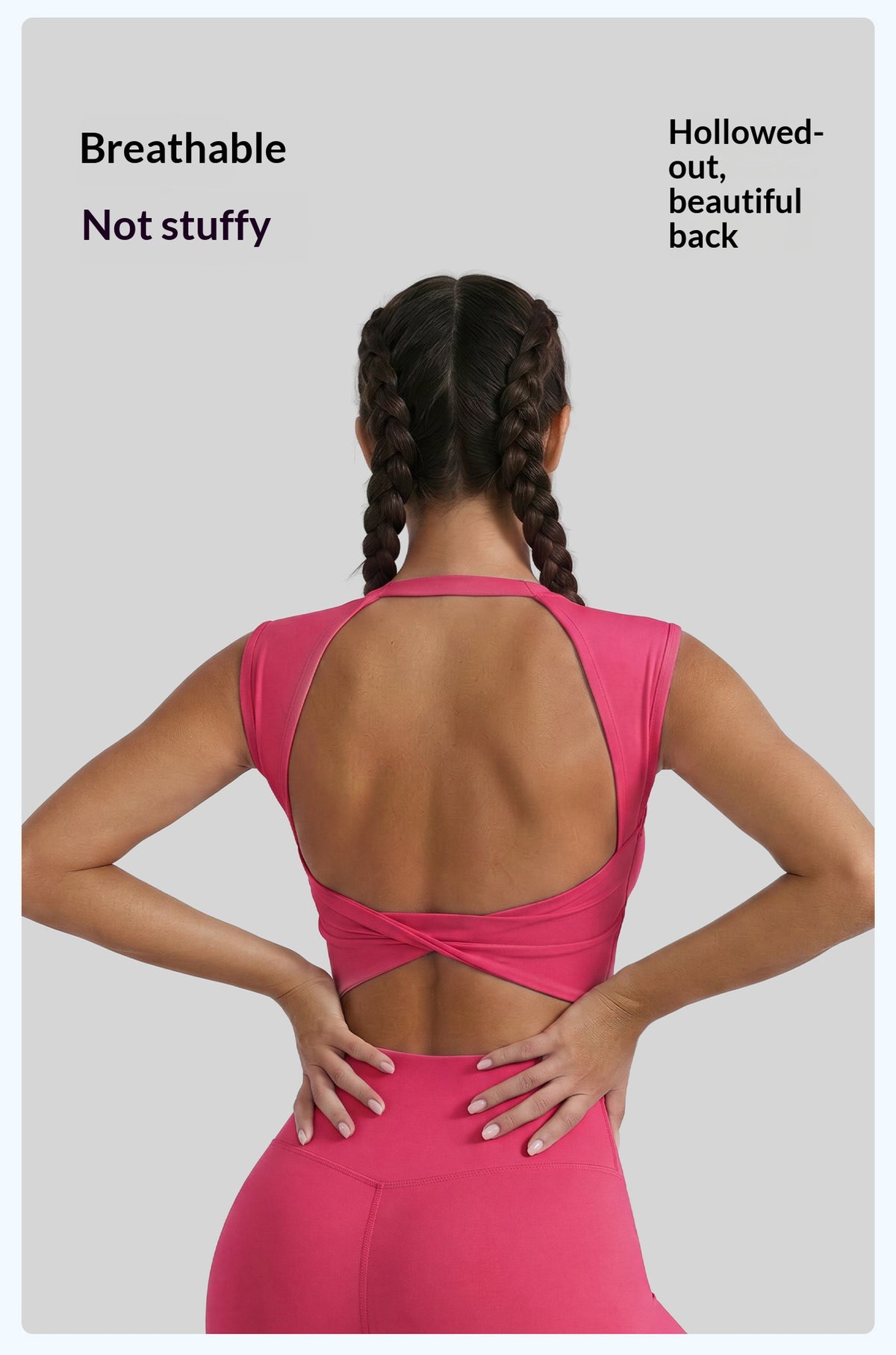 New Hollow Out Twist Tank Sports Bra With Removable Pads, Dopamine Fitness Bra by Ricaloux