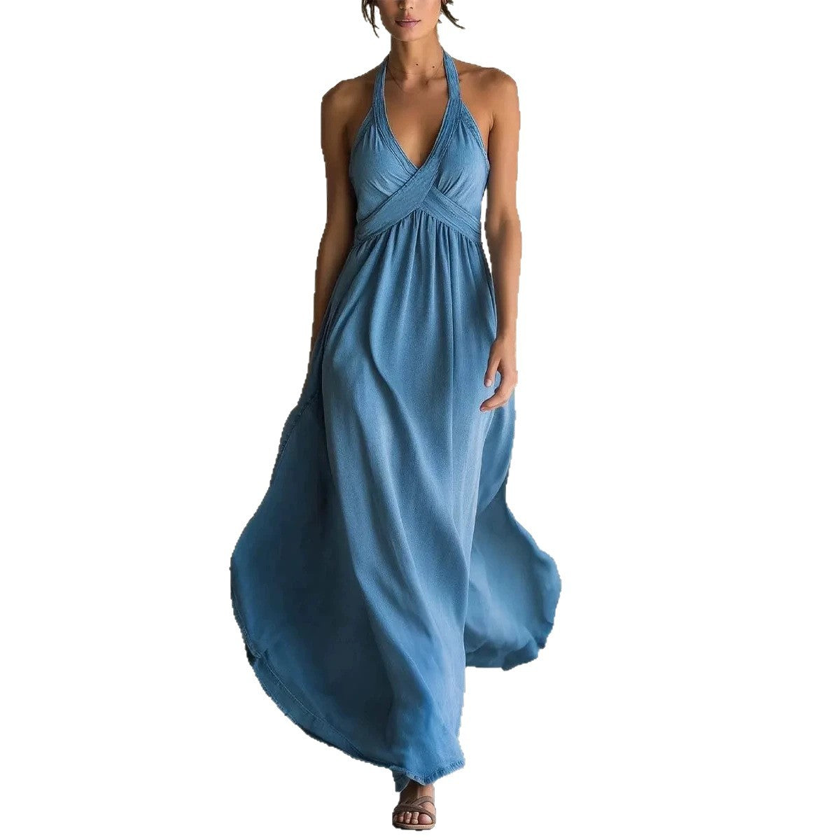 Sleeveless Flared Solid-color Maxi Dress Design by Ricaloux