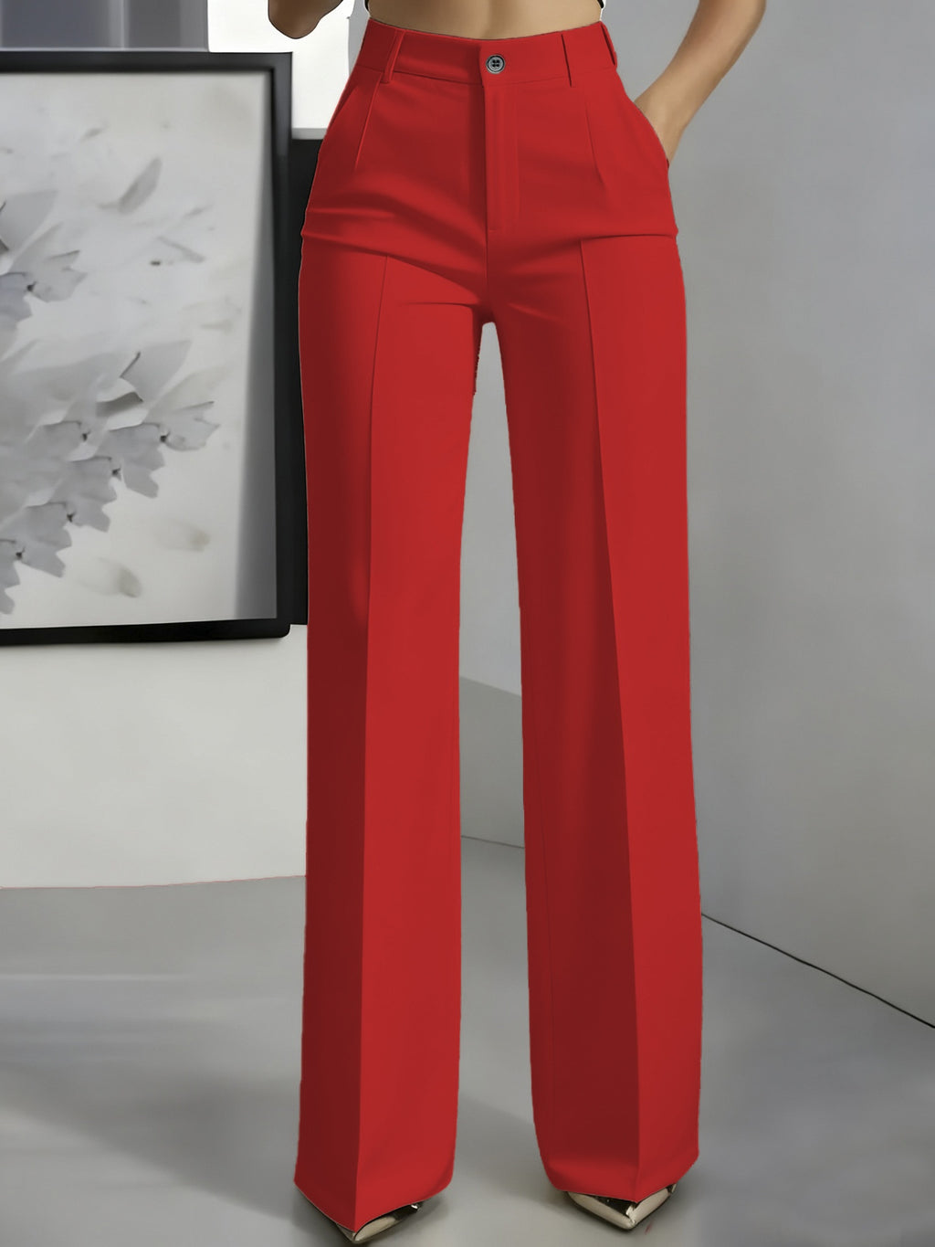 High-waisted Draping Straight-leg Minimalist Suit Trousers by Ricaloux