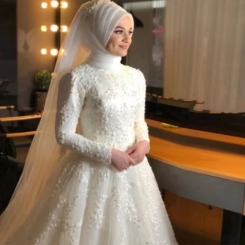 Long Sleeve White Dignified Wedding Dress - RICALOUX
