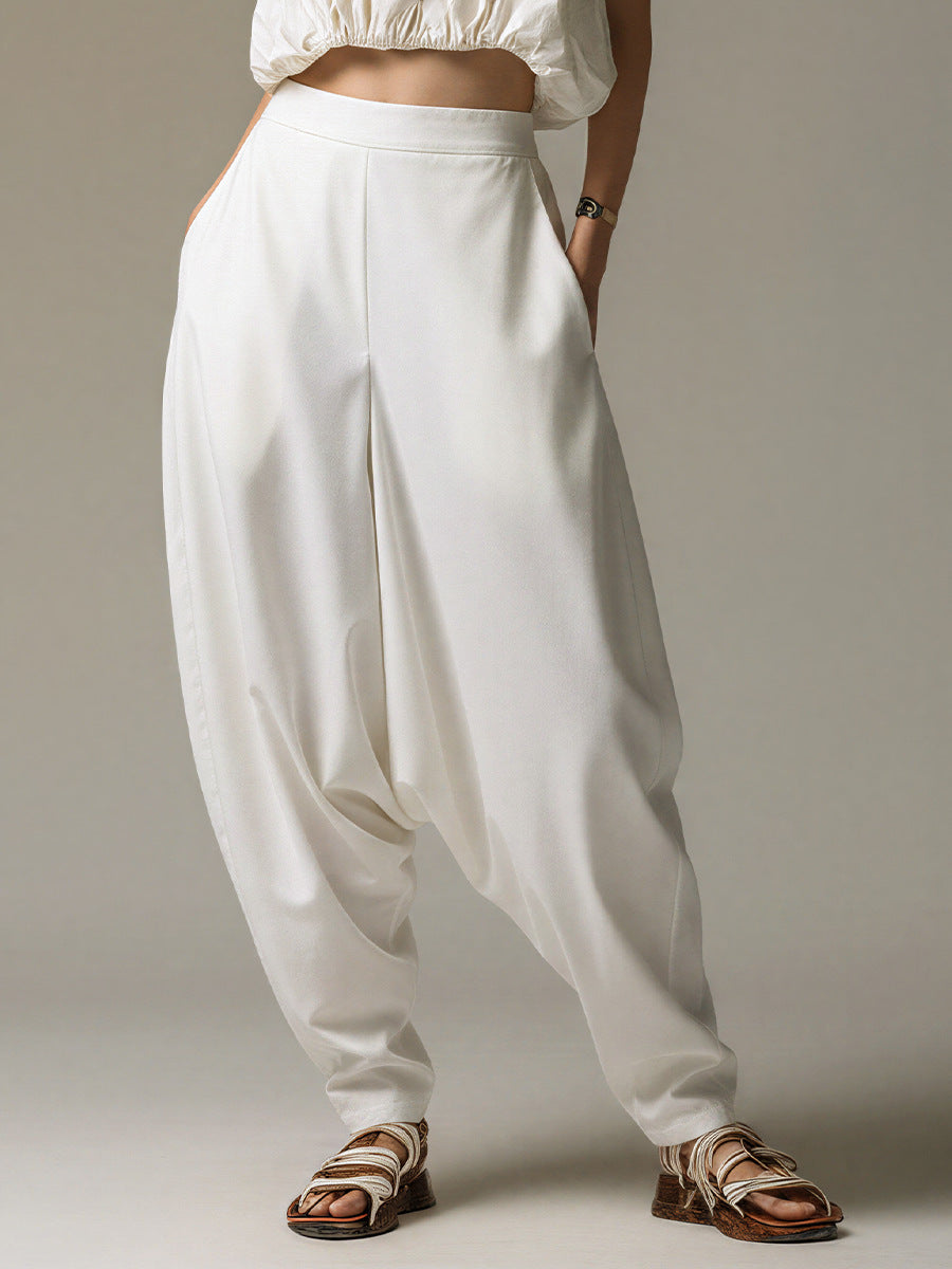 High-waisted Wide-leg Relaxed-fit Casual Trousers – Premium 0 | RICALOUX