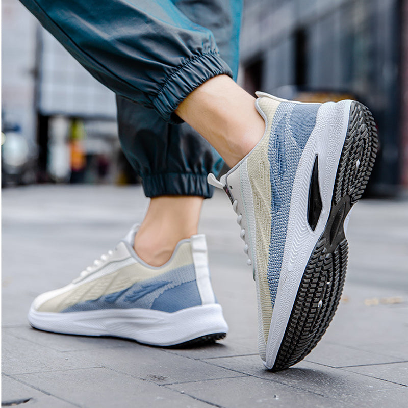 Color-blocked Mesh Sneakers Men Breathable Comfortable Casual Fashion Lace Up Wear-resistant Walking Running Sports Shoes by Ricaloux