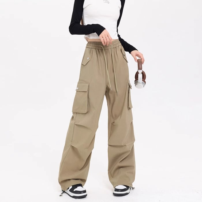 Korean Style Niche Drapey Cargo Pants For Women by Ricaloux