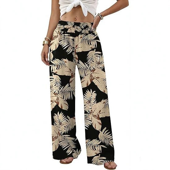 Womens Relaxed-fit High-waisted Casual Wide-leg Trousers With Pleats by Ricaloux