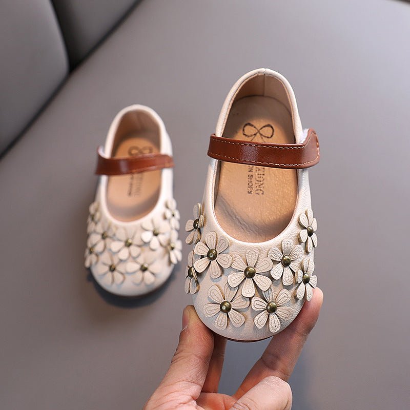 Girls' Small Leather Shoes, Female Babies, Flower Single Shoes, Soft Soles, Little Girls - RICALOUX