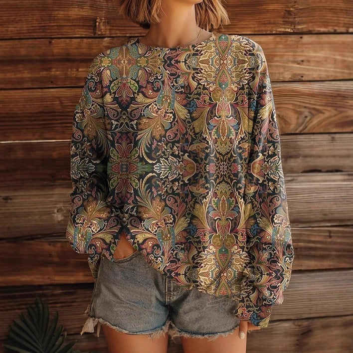 Womens Fashionable, Versatile Printed Crew-neck Sweatshirt – Premium 0 | RICALOUX