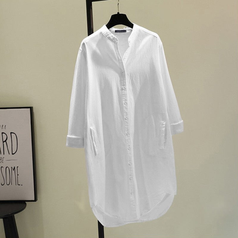 Korean-style Loose-fitting Mid-length Womens Shirt by Ricaloux
