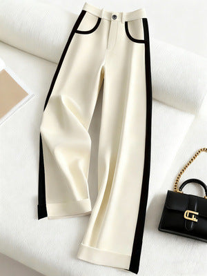 Color-block Straight-leg Casual Womens Suit Pants by Ricaloux