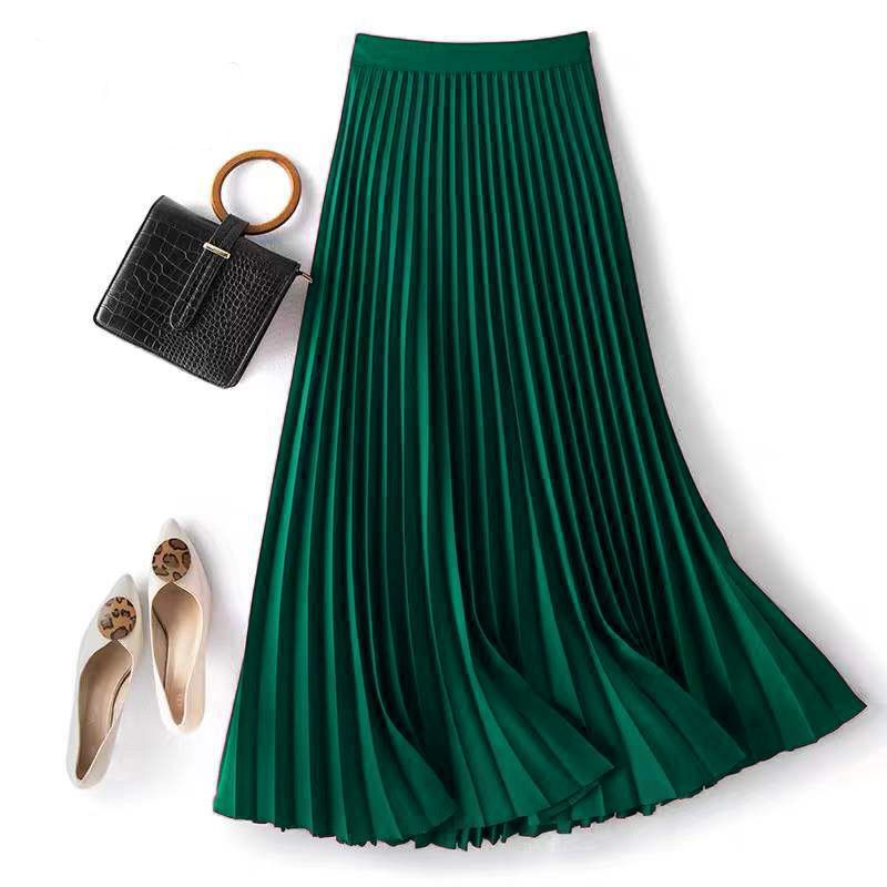 Satin Elegant Accordion High-waisted Pleated Skirt – Premium 0 | RICALOUX