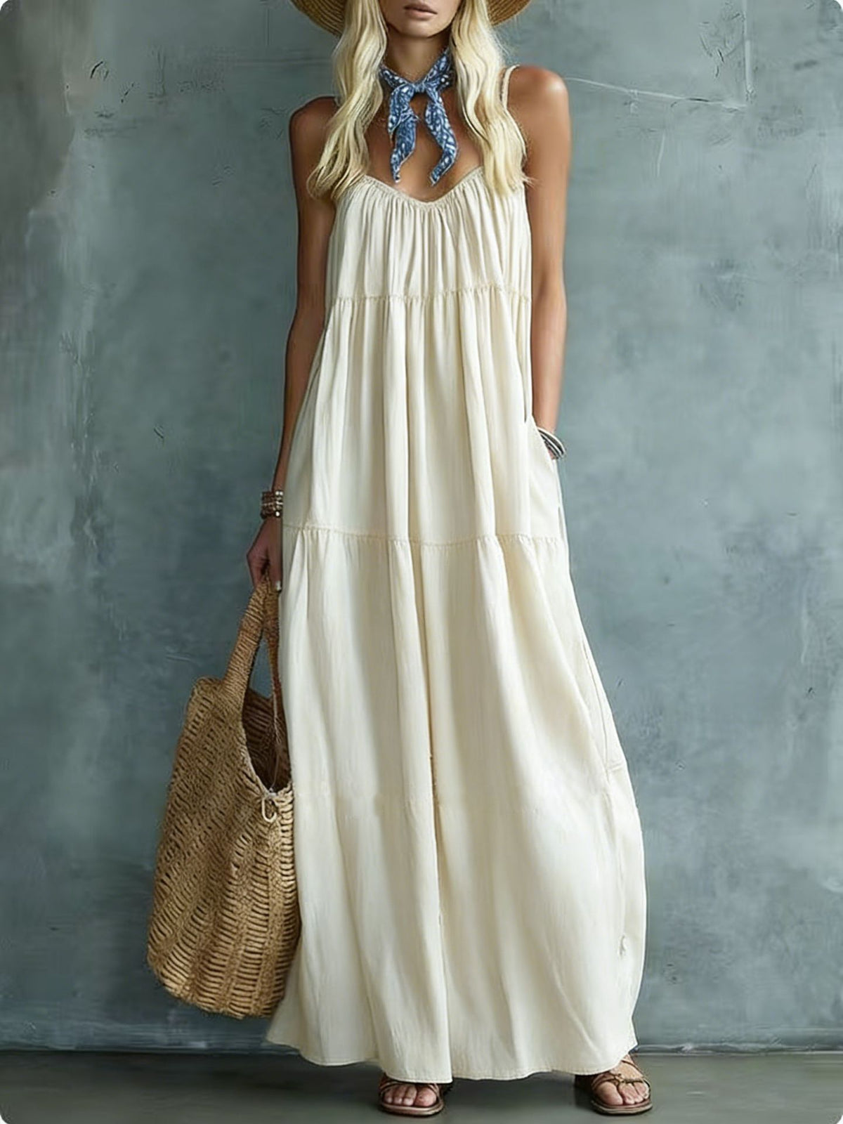 Summer New Sleeveless Strap Maxi Dress Elegant One-piece Dress – Premium 0 | RICALOUX